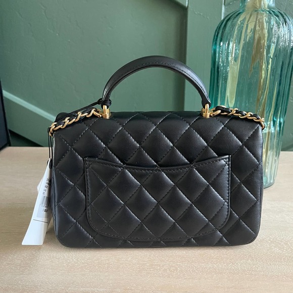 ❌SOLD❌Mint Chanel Mini Top Handle Black Lambskin Gold HW 21A - Picture 2 of 15